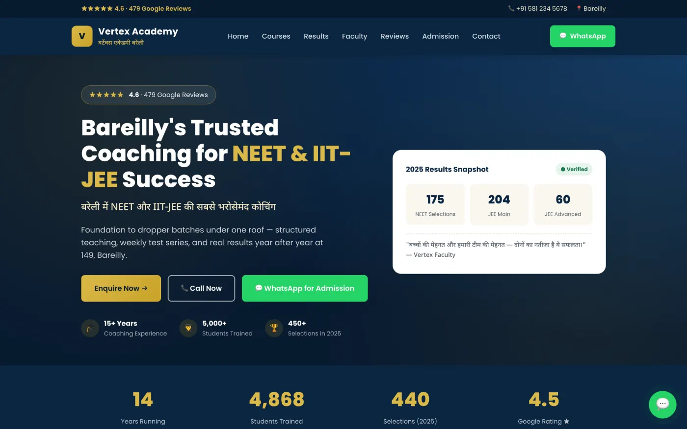 Coaching institute website