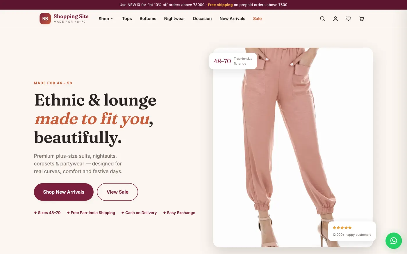 SS Shopping storefront home page